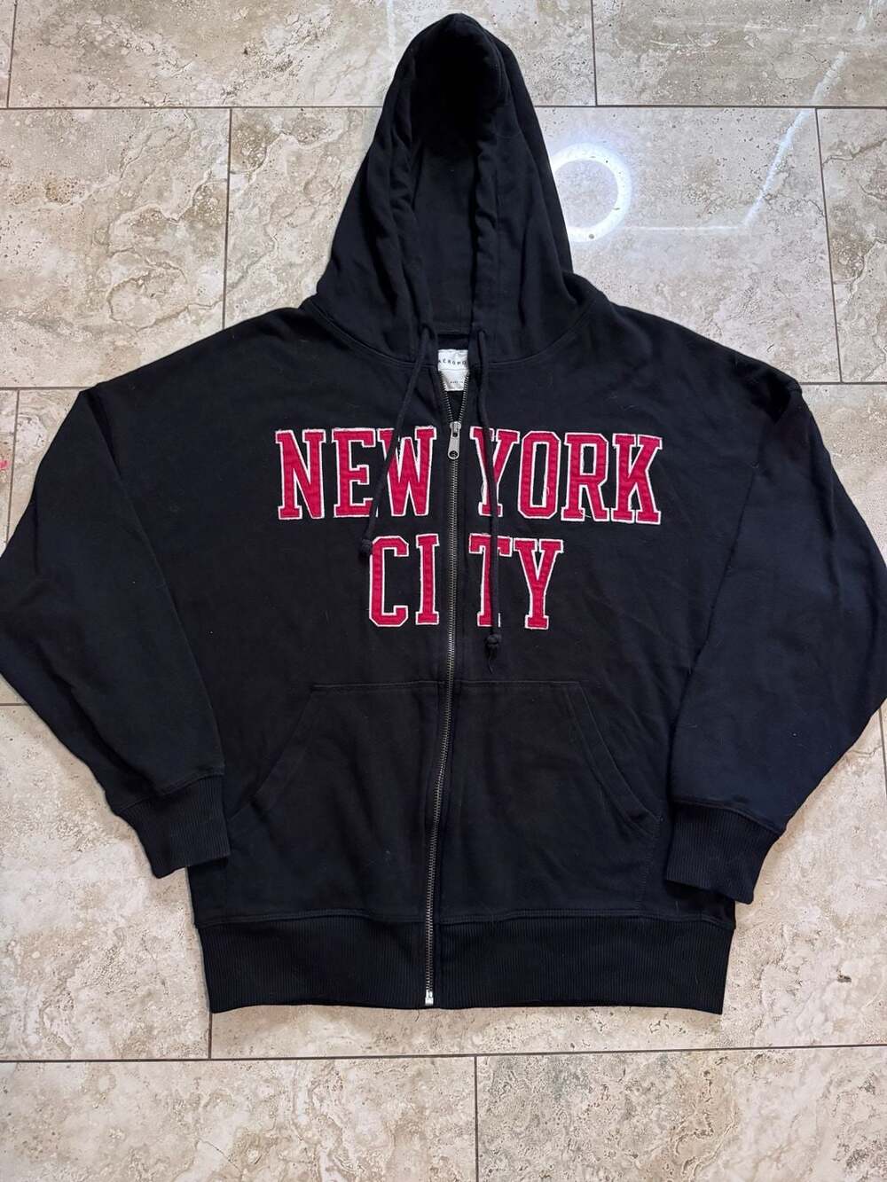 Aeropostale New York City Black Zip Up Hoodie Size S
